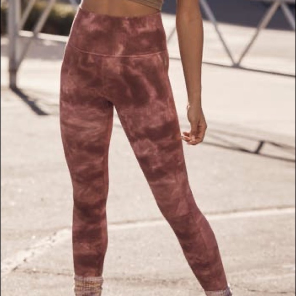 Free People FP Movement Om Shanti Tie Dye Leggings in Wine Size M-L